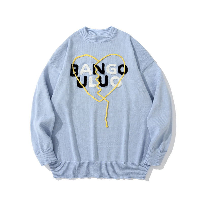 Men Sweater Letter Embroidered Knitwear Men's Pullover