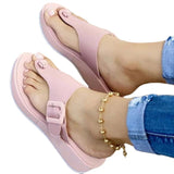 Women Open Toe Sandals Flats Summer Flat Heel Beach Low-Top Slippers