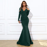 Skin Tight Long Dresses Autumn and Winter French Retro Evening Dress