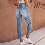 Gloria Vanderbilt Jeans Inkjet High Waist Cropped Pants Straight Ripped