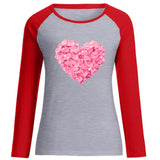 Valentine's Day T Shirt Petals Heart Printing Women's Tops Loose Casual