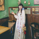 Coachella Music Festival Outfits Embroidered Loose Waist Large Swing Dress Vacation Skirt