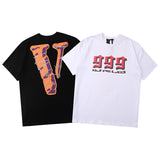 Vlone T Shirt Large V Printed Short Sleeve Men'S And Women'S High Street Loose T-Shirt
