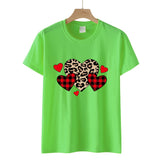 Valentine's Day T Shirts Couples Leopard Print Heart Printing Women's Pullover Short Sleeve T-shirt