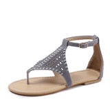 Women Open Toe Sandals Flats Summer Low-Top Sandals Round Toe Hollow-out Flat Shoes