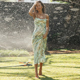 Coachella Music Festival Outfits Spring/Summer Printed Dyed Bag Collar Dress