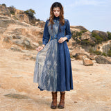 Regency Dress Asymmetric Stitching Embroidered Dress