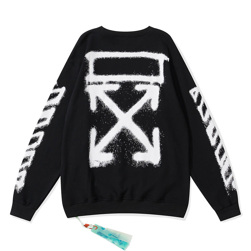 Off White Sweatshirts Arrow Print Casual Men And Women Loose Sweater