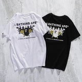 Bathing Ape T Shirt Cartoon Anime Short Sleeve White Loose Round Neck Summer T-shirt