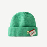 Red Beanie Hat Women's Autumn and Winter Warm Knitted Hat Beanie Hat Sleeve Cap