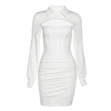 Music Festivals Rave Outfits Dress Autumn and Winter Women's Long-Sleeved Shirt Dress