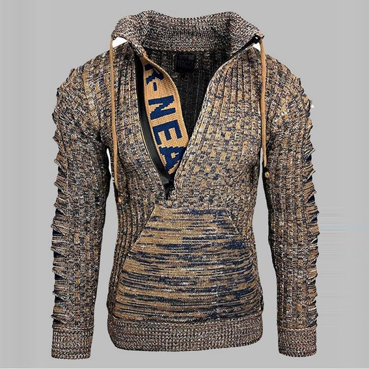 Baja Hoodie Fashion Long Sleeve Lapel Knitwear Loose