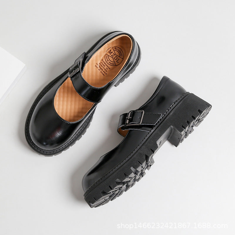 Mary Jane Shoes Amoi College Vintage Small Leather Shoes