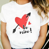 Valentine's Day T Shirts Couples T-shirt Heart Printing Women's Base Shirt round Neck plus Size