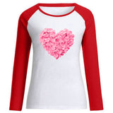 Valentine's Day T Shirt Petals Heart Printing Women's Tops Loose Casual