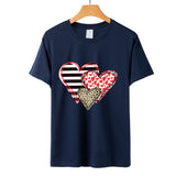 Valentine's Day T Shirt Colorful Plaid Printed Pullover Short Sleeve Women's T-shirt