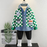 Toddler Boys Jackets Boys' Plaid Denim Jacket Spring and Autumn