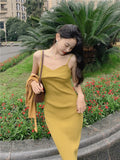MIDI Mauve Cocktail Dress Autumn and Winter Retro Slimming Contrast Color Suspender Dress