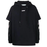 Off White Hoodie With Arrow Print Men'S Plus Size Casual And Comfortable Sweater Owt