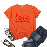 Valentine's Day T Shirts Couples Love Printed Short Sleeve round Neck T-shirt Men and Women Loose