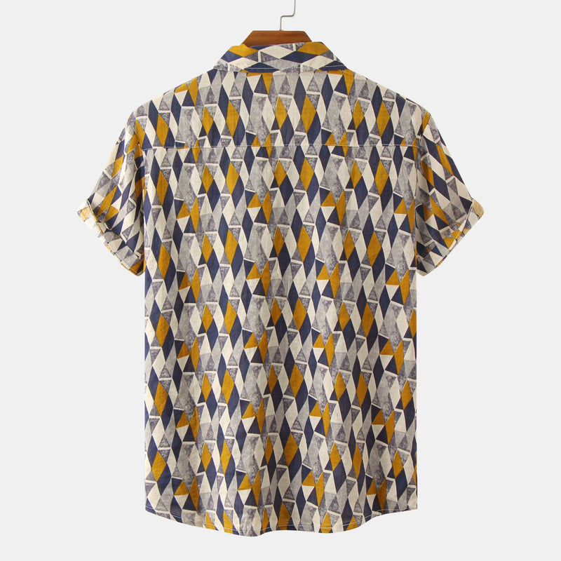 Camp Collar Shirt Short Sleeve Shirt Printed Short Sleeve