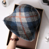 Vintage Check Bucket Hat Bucket Hat Woolen Cap Warm
