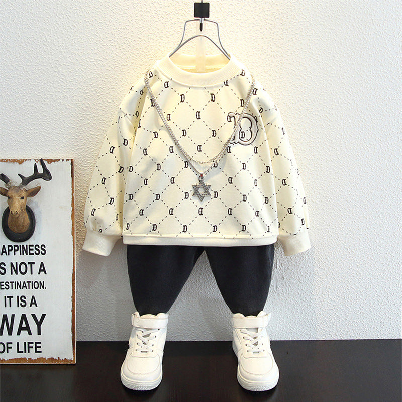 Toddler Boys Sweater Boy's Hoody Spring and Autumn Casual round Neck