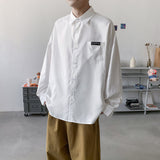 Men Shirts Hong Kong Style Shirt Long Sleeve Loose