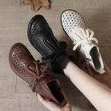 Highway Flat Sandals Spring Zipper Retro Hole Shoes Large Size Thick Heel Sandals for Women