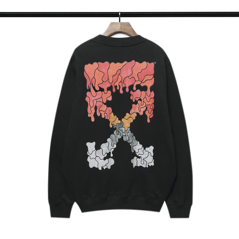 Off White Sweatshirts Printed Casual Round Neck Pullover Sweater Ow Men And Women