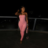 Summer New Fashion Women's Clothing Solid Color Sexy Bandeau Tight Sports Jumpsuit for Women