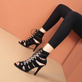 White Strappy Heels Fish Mouth Sandal Boots Ankle Boots Stiletto Heel Dancing Shoes