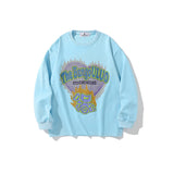 Man Fall Outfits Letter Foam Printed Crew Neck Sweatshirt Men and Women Autumn Loose Long Sleeve T-shirt