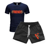 Vlone T Shirts & Shorts 2 Piece Set Printed Men'S Sports Printed Round Neck T-Shirt