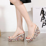 Platform Heels for Women Summer High Heel Peep Toe Floral Sandals