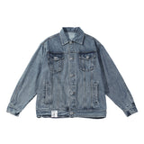 Men Denim Jackets Vintage Loose Lapels Casual Jacket