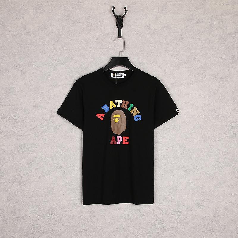 Bathing Ape T Shirt Spring and Summer Ape Head Color Letter Print Short-Sleeve Loose Couple Casual T-shirt