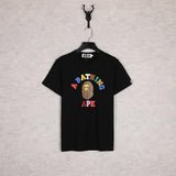 Bathing Ape T Shirt Spring and Summer Ape Head Color Letter Print Short-Sleeve Loose Couple Casual T-shirt