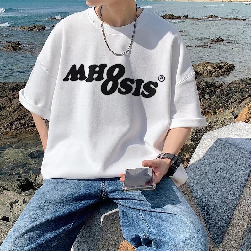 Men T-Shirts Loose Printed Half Sleeve