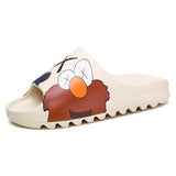 Mens Slide Summer Slippers Men'S Shoes Sesame Street Graffiti Casual Slippers