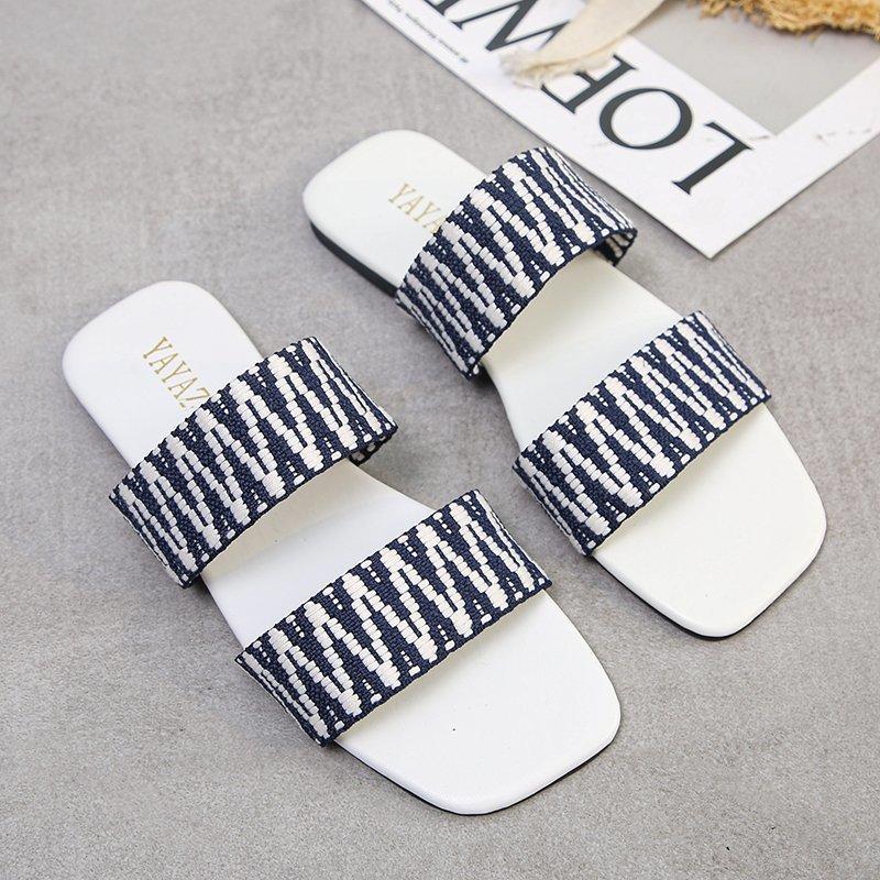 Women Open Toe Sandals Flats Summer Flat Flip-Flops Fashion Lazybones Beach Sandals