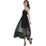 Coachella Music Festival Outfits Summer Women's Zipper Retro Mesh Long Dress Dress