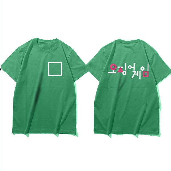 Squid Game Costume Short Sleeve Loose Crew Neck T-shirt Top
