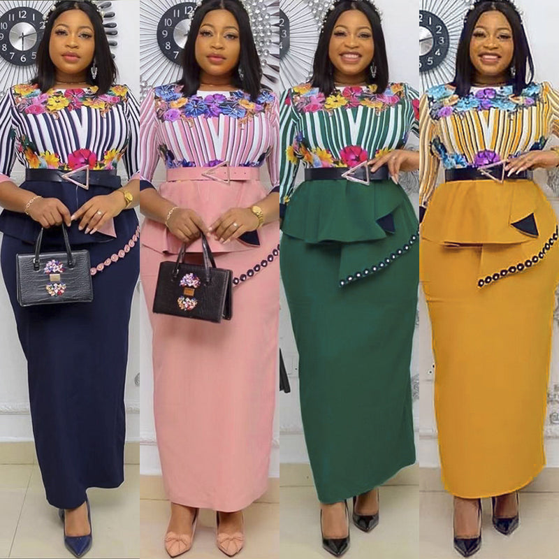 African Dashiki Dress Printed Ruffled Dress