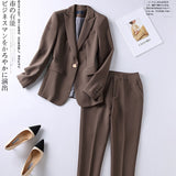 Interview Suit Women's Coffee Color Coat Women's Spring and Autumn Casual Suit