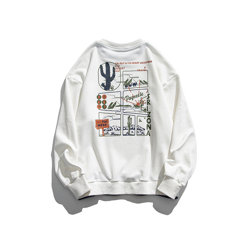 Crew Neck Sweatshirts for Men Men's Clothing Autumn Printing round Neck False Two Pieces Sweater for Men
