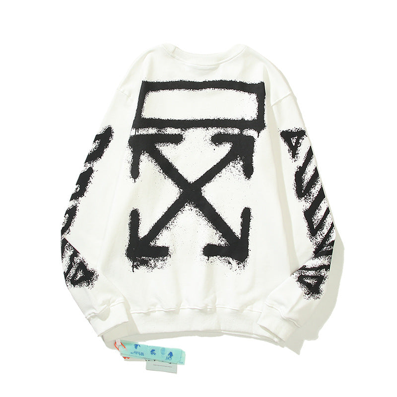 Off White Sweatshirts Graffiti Splash Arrow Printed Crew Neck Sweatshirt Autumn And Winter