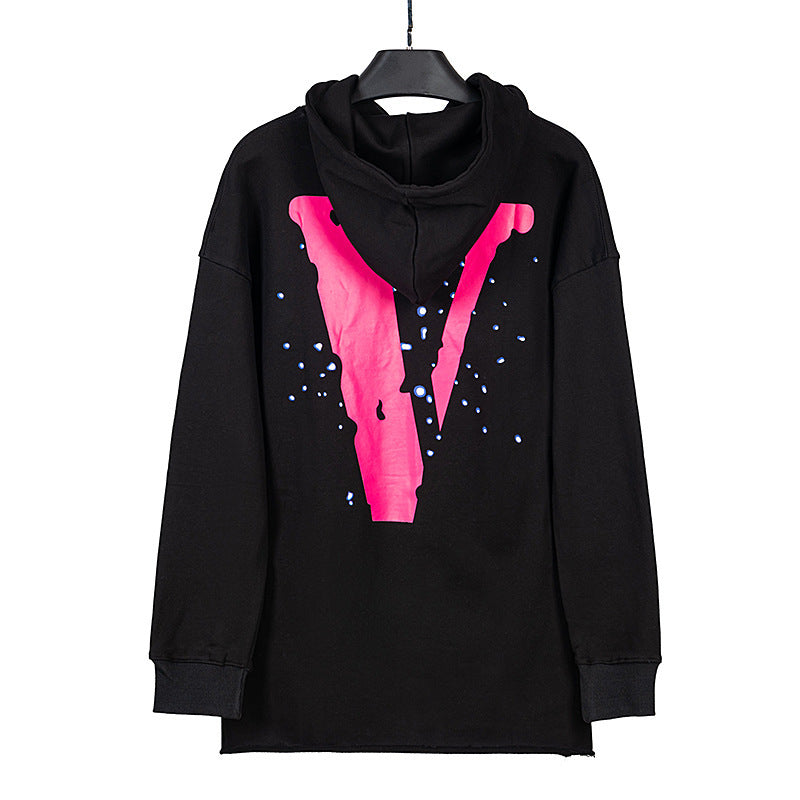 Vlone Hoodie Autumn And Winter Pink Large V Hooded Sweater