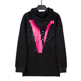 Vlone Hoodie Autumn And Winter Pink Large V Hooded Sweater