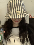 Women Bucket Hat Short Brim Bucket Hat Sun-Proof Stripes